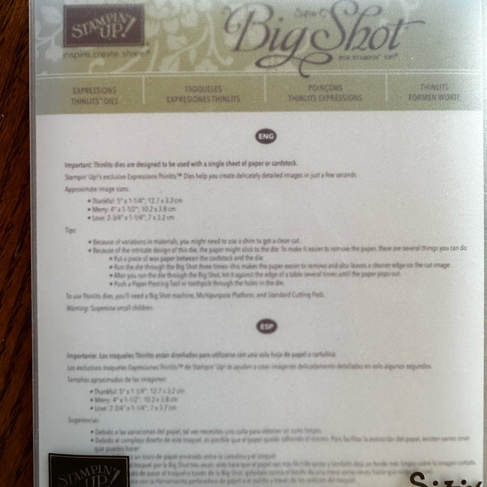 Stampin' Up! Expressions Thinlits Dies